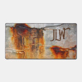 Rusty Grey en Sinaasappel Urban Grunge Industrial Bureaumat (Voorkant)