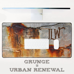 Rusty Grey en Sinaasappel Urban Grunge Industrial Bureaumat