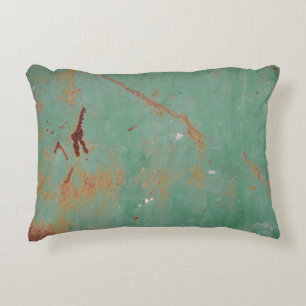 Rusty groen gewethered textured metal urban panel accent kussen
