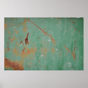 Rusty groen gewethered textured metal urban panel poster
