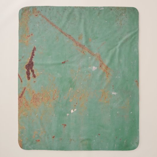 Rusty groen gewethered textured metal urban panel sherpa deken (Voorkant)