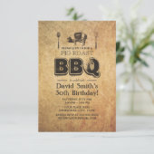 Rusty Grunge Pig Roast BBQ Birthday Party Kaart (Staand voorkant)
