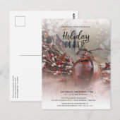 Rusty Holly Berries Holiday Dinner Invitation Briefkaart (Voorkant / Achterkant)