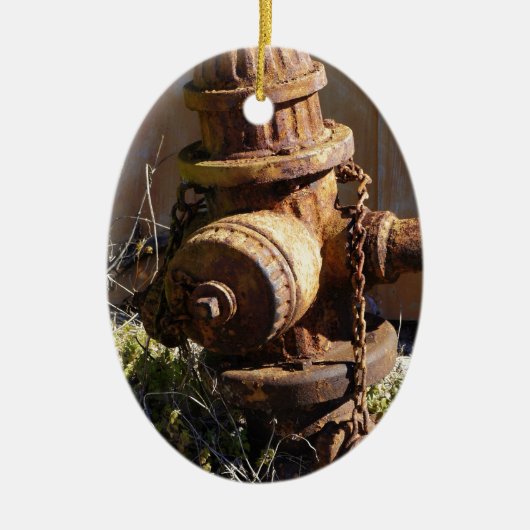 Rusty Hydrant Keramisch Ornament (Voorkant)