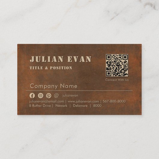 Rusty Iron Bold Stencil Typography Metaal Visitekaartje (Achterkant)