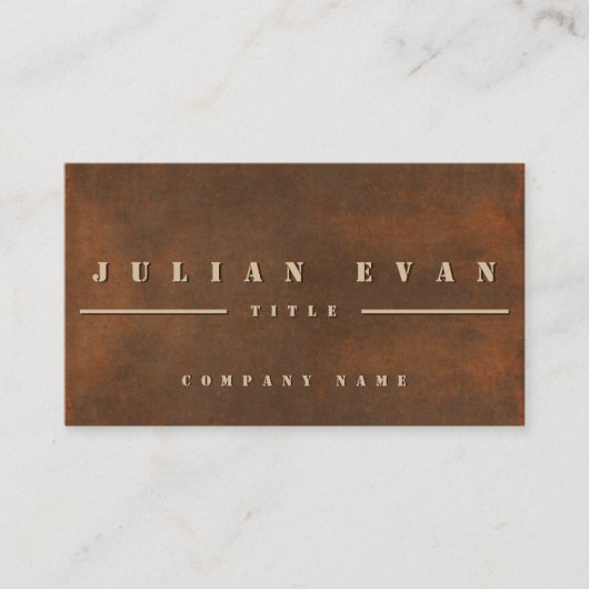 Rusty Iron Bold Stencil Typography Metaal Visitekaartje (Voorkant)