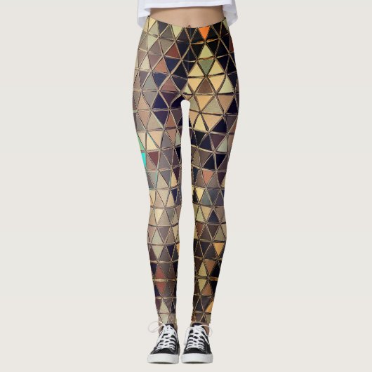 Rusty Jester Robot driehoekspatronen Leggings (Voorkant)