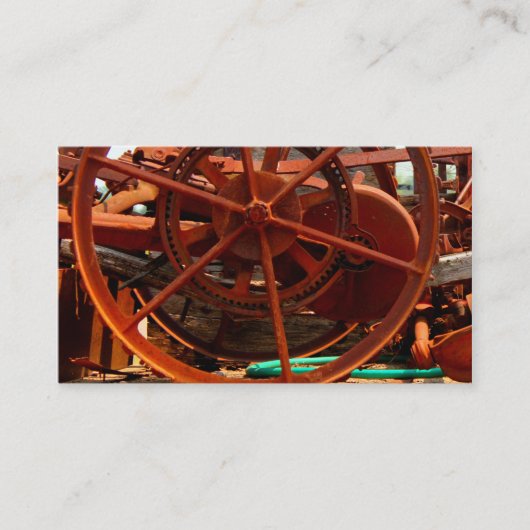 Rusty junk metal boerderij equipment steampunkmach visitekaartje (Voorkant)