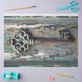 Rusty Key 1 met prachtig Patina Tissue Paper Tissuepapier (Craft)