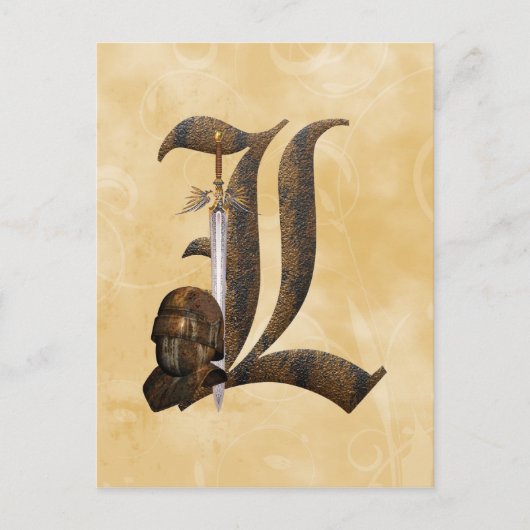 Rusty Knight Initiaal L Briefkaart (Voorkant)