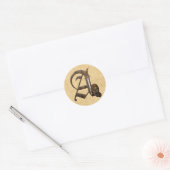 Rusty Knights Initiaal A Ronde Sticker (Envelop)