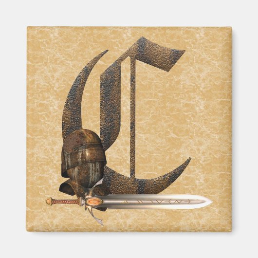Rusty Knights Initiaal C Magneet (Voorkant)