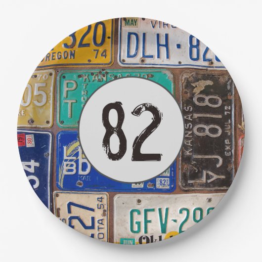 Rusty Licence Borden 82nd Birthday Papieren Bordje (Voorkant)