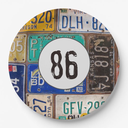 Rusty Licence Borden 86th Birthday Papieren Bordje (Voorkant)
