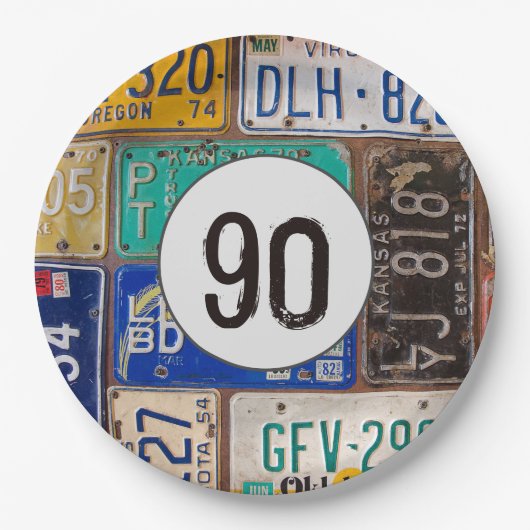 Rusty Licence Borden 90th Birthday Papieren Bordje (Voorkant)