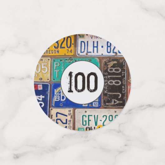 Rusty License Bord 100th Birthday Confetti (Kleine voorkant)