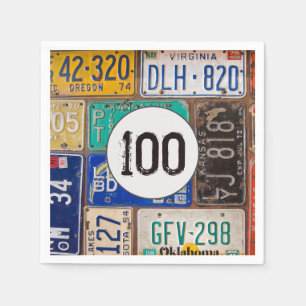 Rusty License Bord 100th Birthday Napkins Servet