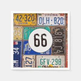 Rusty License Bord 66th Birthday Napkins Servet