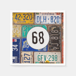 Rusty License Bord 68th Birthday Napkins Servet