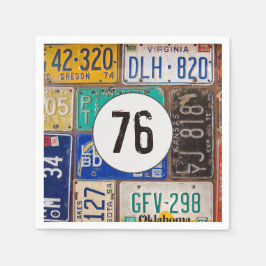 Rusty License Bord 76th Birthday Napkins Servet