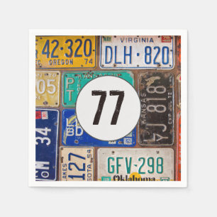Rusty License Bord 77th Birthday Servet