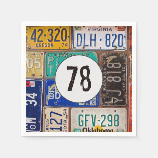 Rusty License Bord 78th Birthday Napkins Servet (Voorkant)