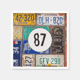 Rusty License Bord 87th Birthday Napkins Servet