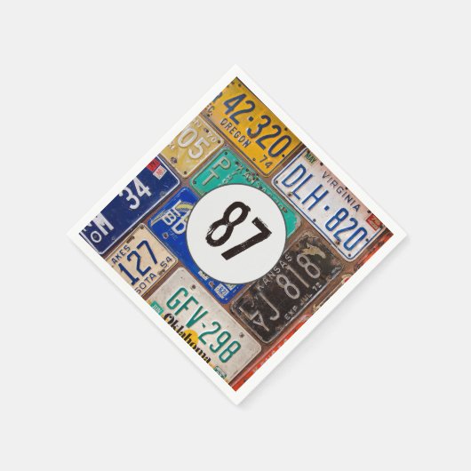 Rusty License Bord 87th Birthday Napkins Servet (Hoek)