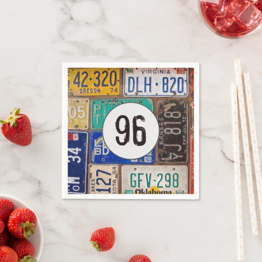 Rusty License Bord 96th Birthday Napkins Servet (Insitu)