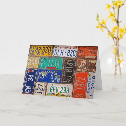 Rusty License Bord Kaart (Gele Bloem)