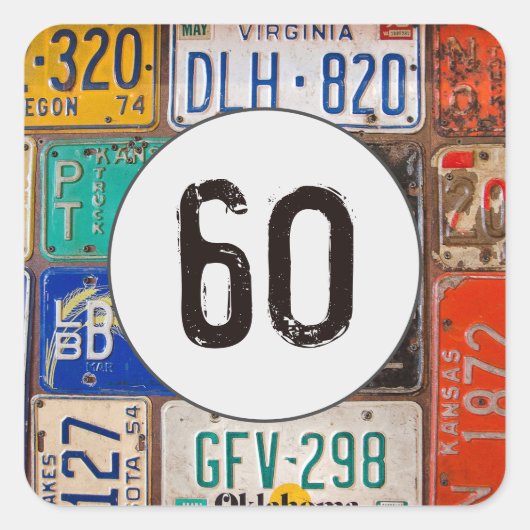 Rusty License Borden voor 60e verjaardag Vierkante Sticker (Voorkant)