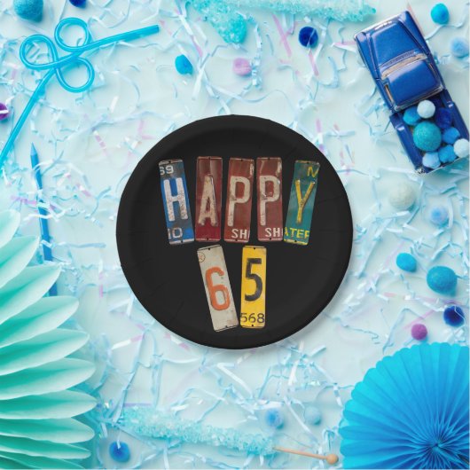 Rusty licentie borden voor 65e verjaardag papieren bordje (Feest)