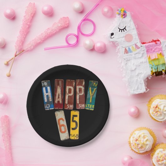 Rusty licentie borden voor 65e verjaardag papieren bordje (Feest)