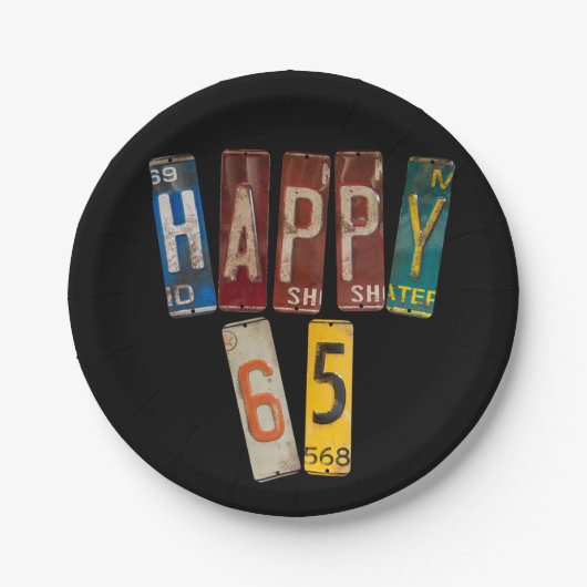 Rusty licentie borden voor 65e verjaardag papieren bordje (Voorkant)