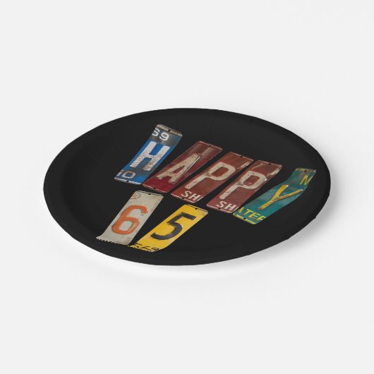 Rusty licentie borden voor 65e verjaardag papieren bordje (Gekanteld)