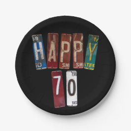 Rusty licentie borden voor 70e verjaardag papieren bordje