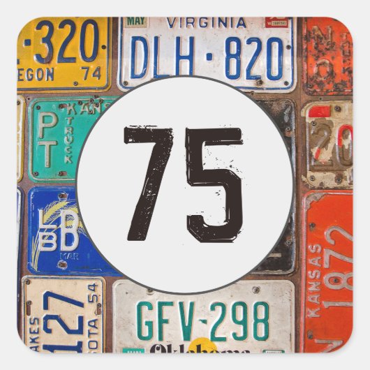 Rusty licentie Borden voor 75th Birthday Vierkante Sticker (Voorkant)