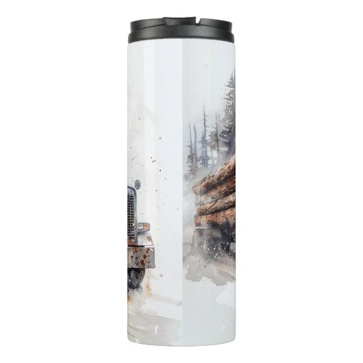 Rusty Log Truck Snowy Scene Thermosbeker (Achterkant)