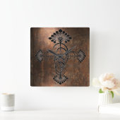 Rusty Metal met Art Nouveau Design op een Vierkante Klok (Huis)