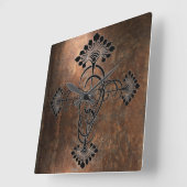 Rusty Metal met Art Nouveau Design op een Vierkante Klok (Hoek)