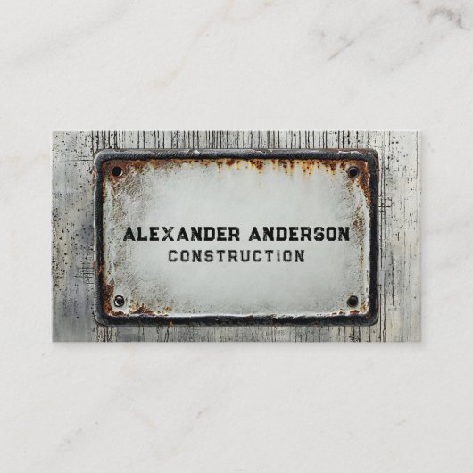  Rusty Metal Naam Bord Industrial Grid Visitekaartje (Voorkant)