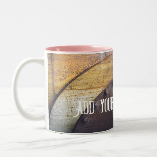 Rusty metal-object tweekleurige koffiemok (Links)