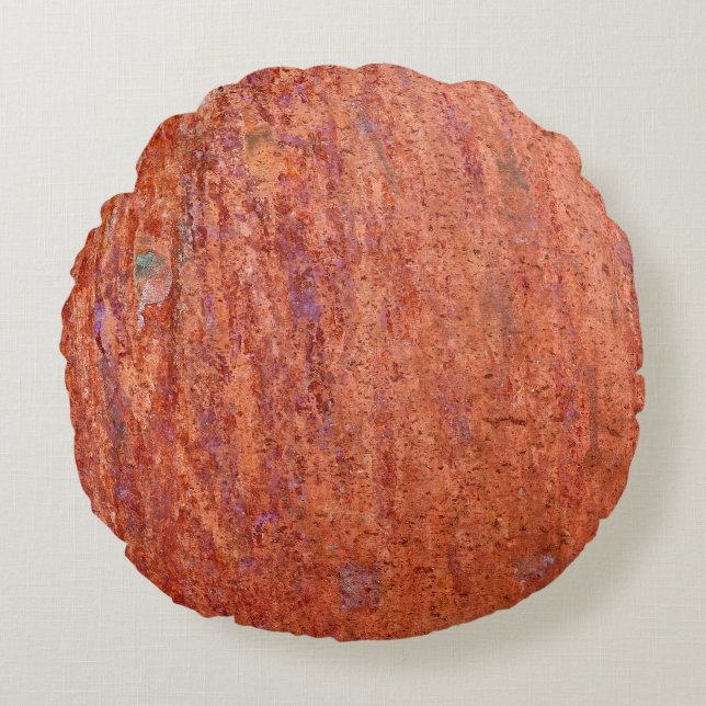 Rusty metal plate etched by corrosionabstract, rond kussen (Voorkant)