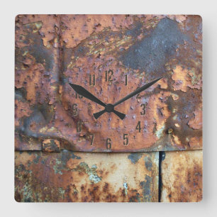 Rusty Metal Siding Old Industrial Building Vierkante Klok