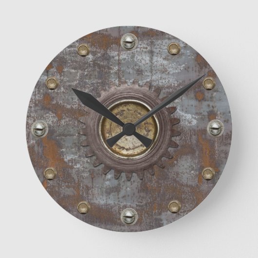 Rusty Metal Steampunk  Ronde Klok (Voorkant)