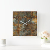 Rusty Metal Wall Clock Vierkante Klok (Huis)