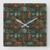 Rusty Metal Wall Clock Vierkante Klok (Voorkant)