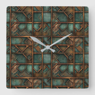 Rusty Metal Wall Clock Vierkante Klok