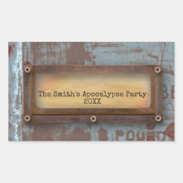 Rusty Naamplaat | Grunge Steampunk Halloween Rechthoekige Sticker