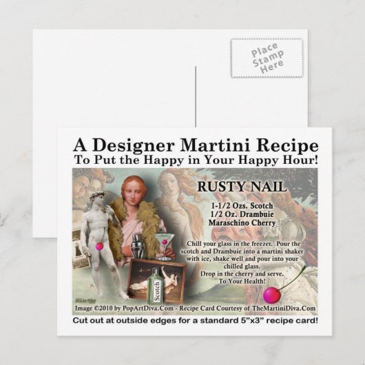 Rusty Nail Martini Recept Briefkaart (Voorkant / Achterkant)